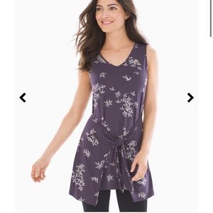 Soma Purple Floral Jersey Knot Front Sleeveless Tunic, XS